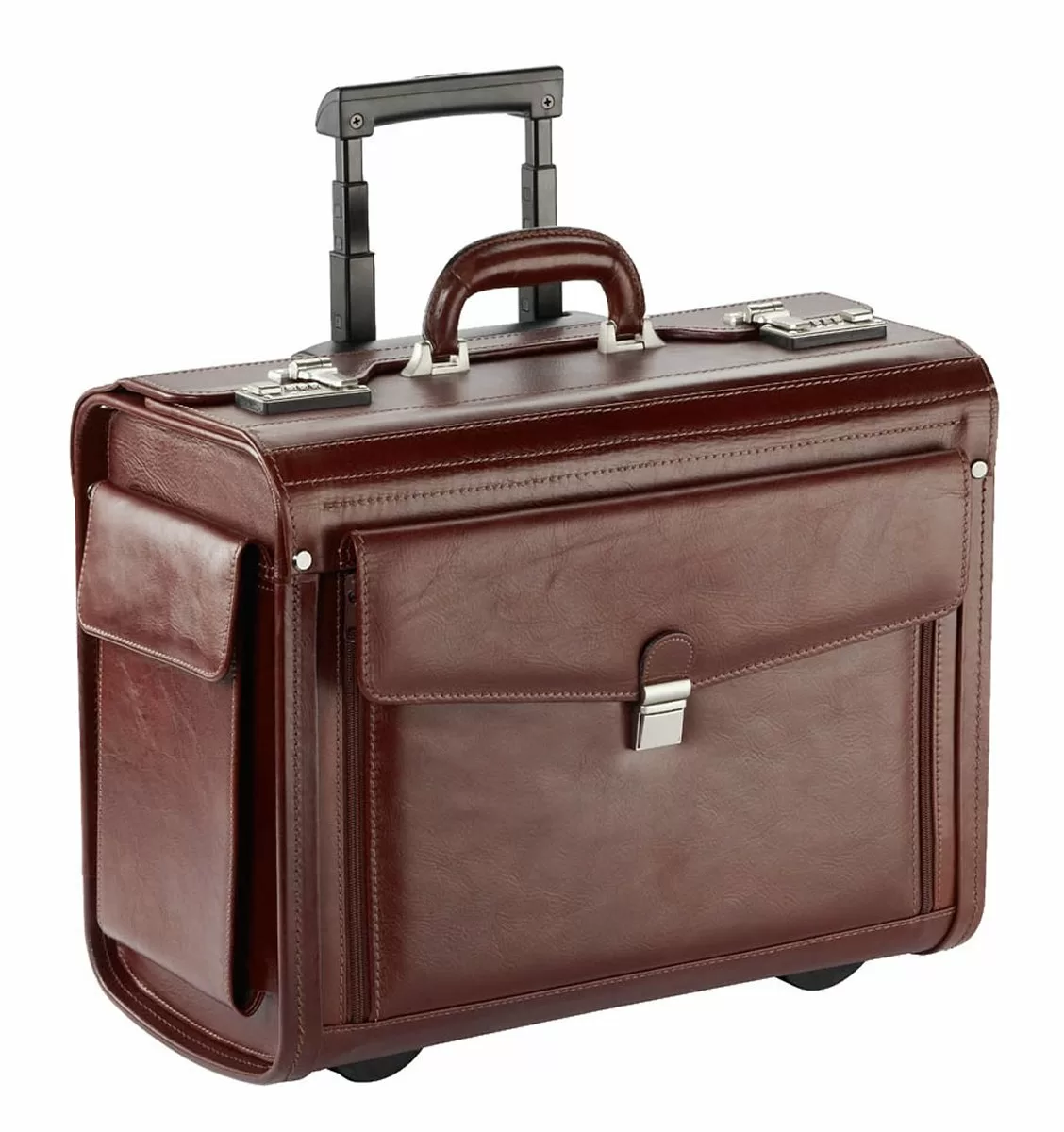 Pilotenkoffer 45.5cm Aus Vegetabil Gegerbtem Vollrindleder Braun