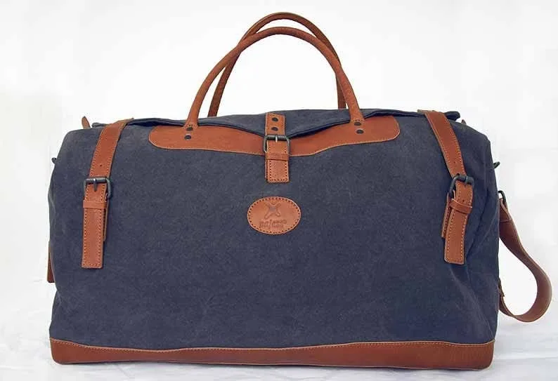 Reisetasche XL In Blau/Braun 3 Reisetasche XL In Blau/Braun