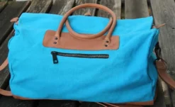 Reisetasche Mittel In Türkis/Hellbraun -Gepäck Discounter compressed compressed img p 1 2 9 0 1290